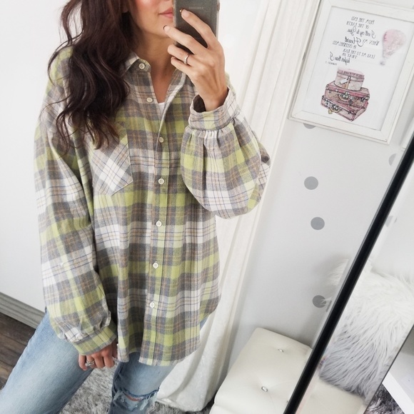 catlg Tops - Last1️⃣ Best Fall Plaid Flannel Top Oversized Button Down Top